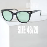 ライトグリーンレンズと黒縁フレームがクールな TITMUS Z87 ホーンリムウェリントン ヴィンテージサングラス サイドからのディテール