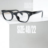 上質なセルロースアセテートの質感 JAN ヴィンテージフレーム ブラックウェリントン型メガネのサイド写真