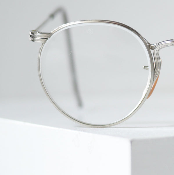 1950-1960年代 American Optical ヴィンテージフルヴューセーフティーメガネ シルバークローム 45/23 デッドストック USA製