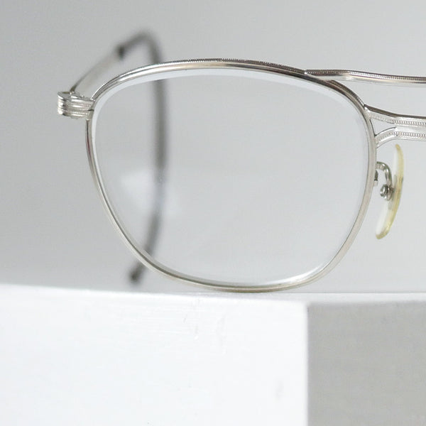 1960〜70年代 American Optical ヴィンテージ セーフティーメタル眼鏡 クロームシルバー 48/24 デッドストック USA製