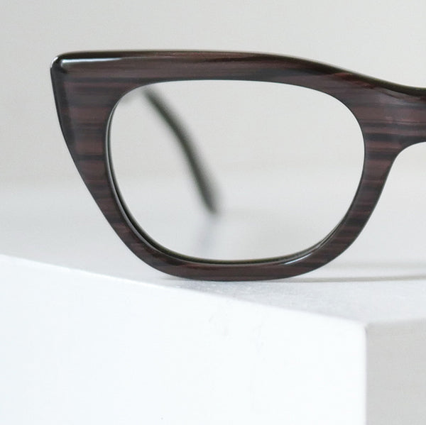 Art Craft バンカー 46/22 ブラウンブライアーのホーンリムウェリントン型ヴィンテージ眼鏡。1960年代製のデッドストック、アメリカ製。