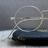 1930年代 ボシュロム製 ヴィンテージラウンドメガネ ホワイトゴールド 14Kパッド付 40-21