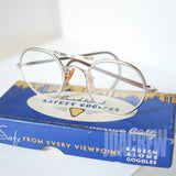 1960年代 ボシュロム製 ヴィンテージ セーフティーゴーグル型メタルラウンドメガネ 48-22