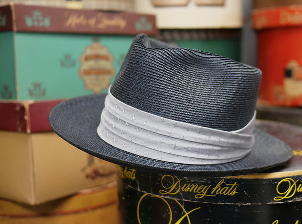 ヴィンテージストローハット ディズニー製 ダークグレー 57.6cm（1960年代）