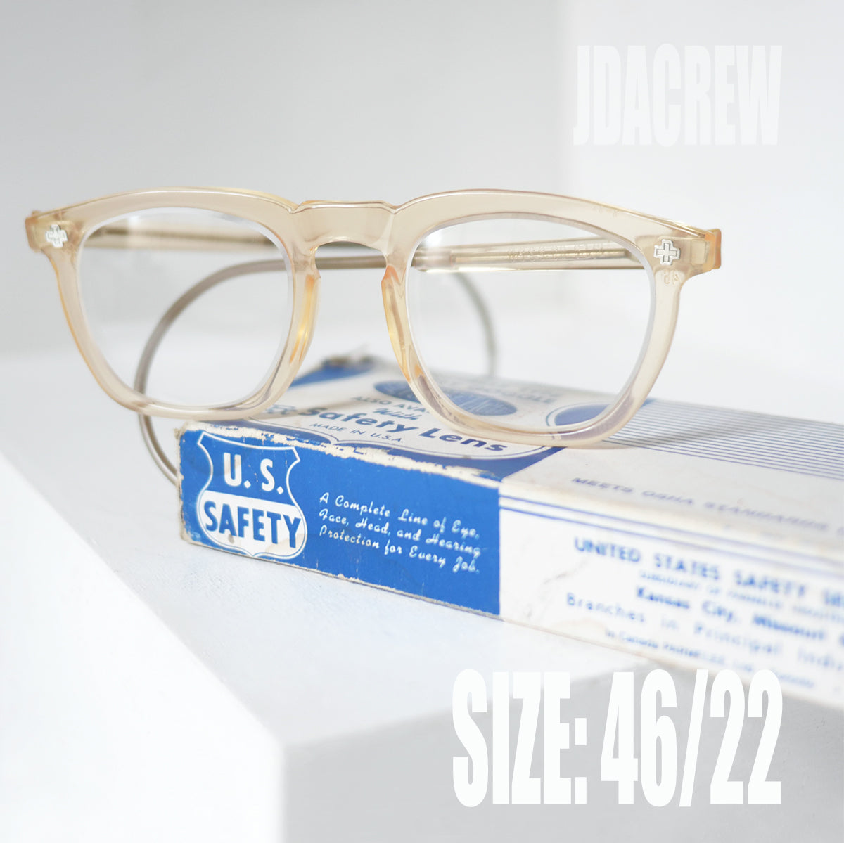 り*ん様 美品 1960s US SAFETY USセーフティ 46/22 デッ USS PI USセーフティー グラス ブラック ホーンリム ヴィンテージ メガネ