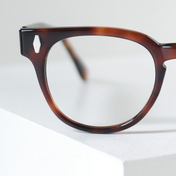 1960年代 アメリカ製 ヴィンテージ ホーンリム ウェリントン メガネフレーム アンバーカラー デッドストック ミッドセンチュリーデザイン
