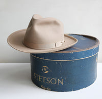 【ロイヤルステットソン ・デラックス】1940's STETSON フラッグシップ・ベージュ ヴィンテージフェドラハット ウィペット ジョニーデップ 帽子