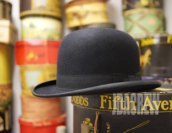 【STETSON】1930s ステットソン スタンダード・ブラック (57cm) ヴィンテージ ボーラーハット 帽子