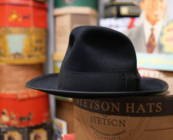 【Stevens】1950's スティーブン・ブラック  ヴィンテージフェドラハット 帽子 ステットソン whippet